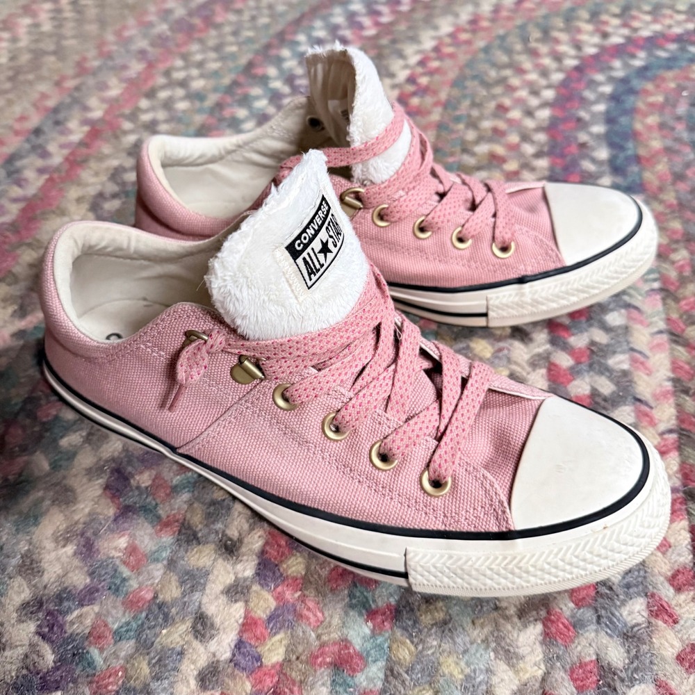 Converse All Star Madison Pink Low Top Sneakers Faux Fur Tongue Women's Size 10